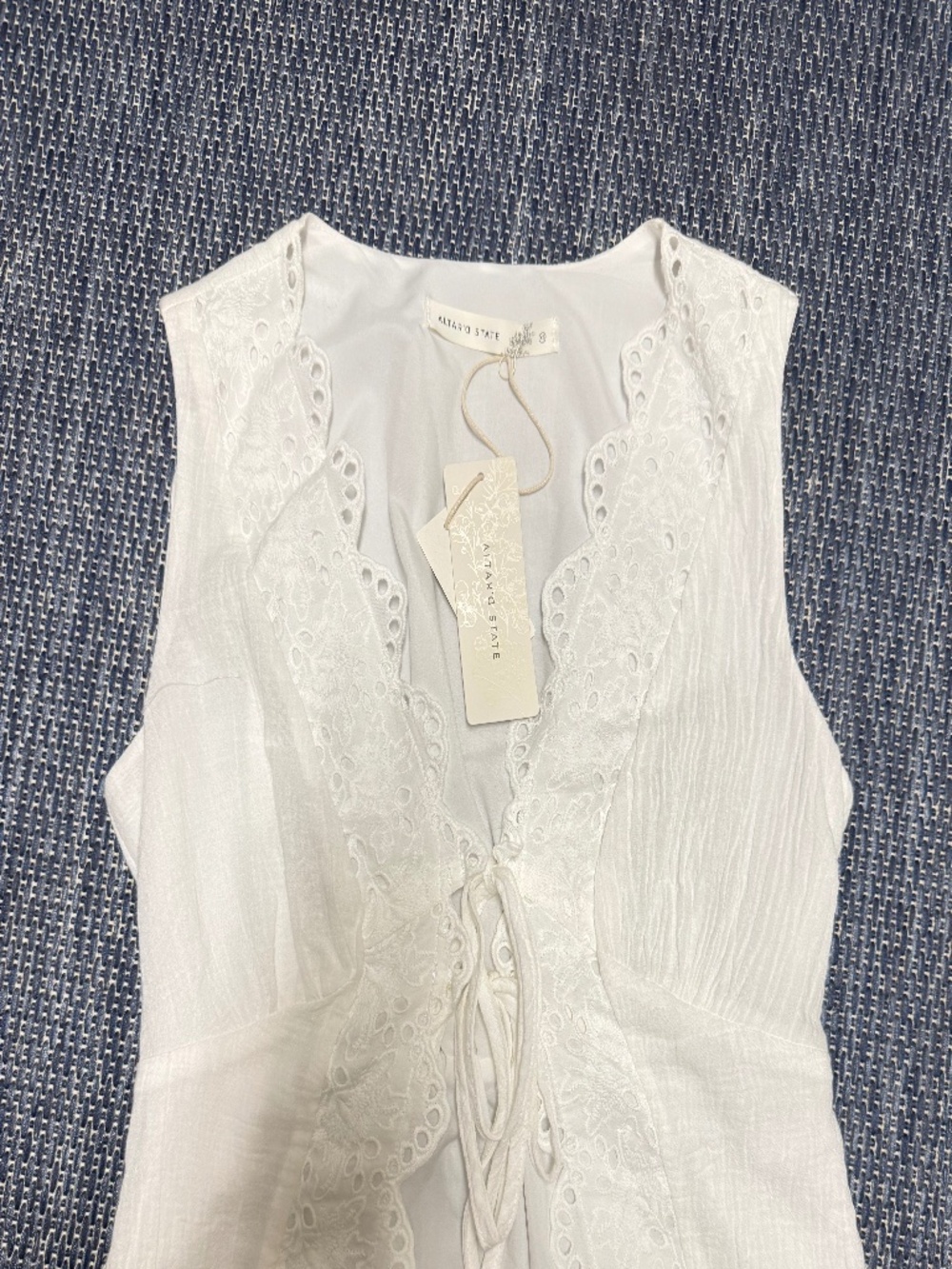 Altar'd State White Lace Tie Front Top